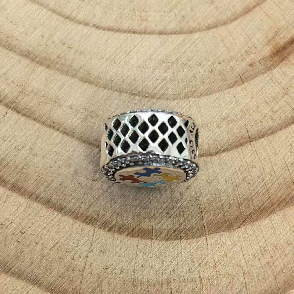 Pandora Autism Awareness Puzzle Charm, S925 Silver Jewelry - Picture 3 of 4
